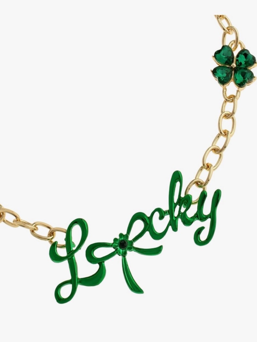 Betsey Johnson Jewelry Women's Paddy's Princess Lucky Bib Necklace - Picture 3 of 7